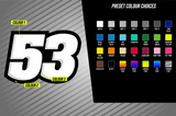 Full Colour Printed Number Decal - Fifty Three Style