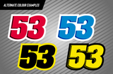 Full Colour Printed Number Decal - Fifty Three Style