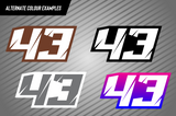 Full Colour Printed Number Decal - Forty Three Style