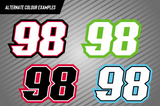 Full Colour Printed Number Decal - Ninety Eight Style