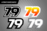 Full Colour Printed Number Decal - Seventy Nine Style
