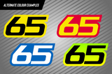 Full Colour Printed Number Decal - Sixty Five Style