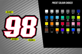 Full Colour Printed Number Decal - Ninety Eight Style