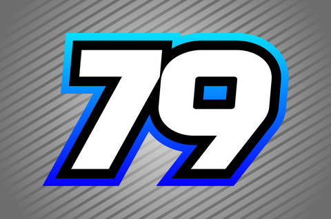 Full Colour Printed Number Decal - Seventy Nine Style